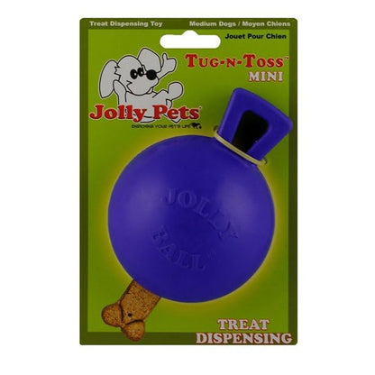 Jolly Pets Tug-n-Toss Heavy Duty Dog Toy Ball with Handle, 3 Inches/Mini, Blue, Model:403 BL - color: Blue, size: 3 in/Mini