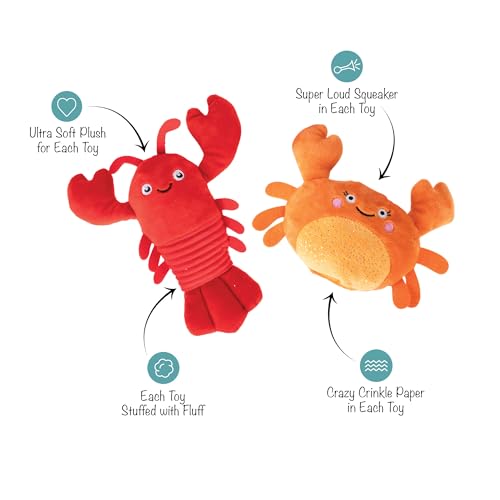 Fringe Studio Plush Dog Toy Set,You're Pretty Snappy Lobster & Crab 2 Piece Set,Pet Shop Collection (312061) - color: You're Pretty Snappy