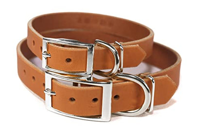 Handmade Studded Bridle Leather Dog Collar, Silver Tone Hardware and Stainless Steel Nameplate (Orange) - color: Orange