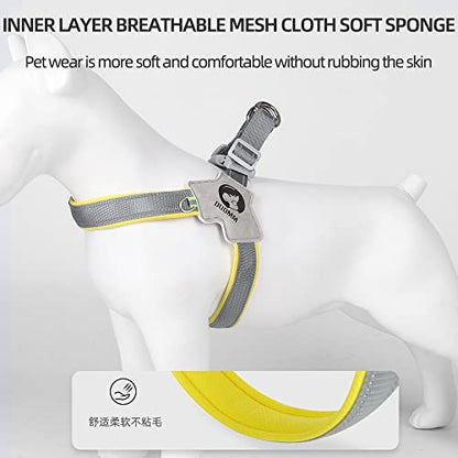 No Pull Small Dog Harness, Adjustable Puppy Soft Vest Harness with Breathable Mesh Padded, Reflective Lightweight Harness with Buckle for Extra Small Medium Dogs, Sliver-S