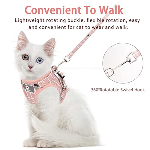 Cat & Dog Harness - All Weather Mesh, Reflective Strap, Step-in Adjustable for Small Cats & Dogs (Pink-Pattern, S) - color: Pink-pattern, size: Small (Chest: 11"-13")