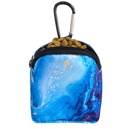 Dog Treat Pouch,Treat Pouches for Pet Training,Portable Snack Reward Dog Food Dispenser for Traveling or Outdoor Use，Blue Marble - color: Blue Marble