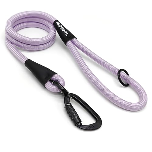 Rope Dog Leash, 4 ft Heavy Duty Dog Leash with Aviation Aluminum Auto Locking Carabiner, Strong Nylon Pet Lead for Small, Medium, Large Dogs (Purple, 4FT) - color: Purple, size: 4 Foot Single Handle