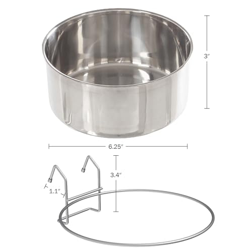 Set of 2 Stainless-Steel Dog Bowls - Cage, Kennel, and Crate Hanging Pet Bowls for Food and Water - 50.4oz or 6.3 Cups Each and Dishwasher Safe by PETMAKER - size: 50oz