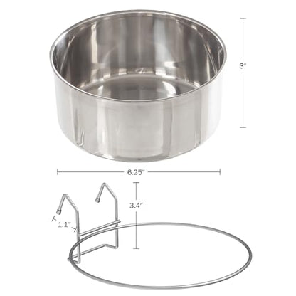Set of 2 Stainless-Steel Dog Bowls - Cage, Kennel, and Crate Hanging Pet Bowls for Food and Water - 50.4oz or 6.3 Cups Each and Dishwasher Safe by PETMAKER - size: 50oz