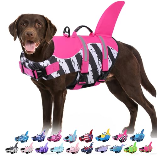 Dog Life Jacket - Shark Life Vest for Swimming Boating - Reflective Lifejacket Swimsuit for Small Medium Large Dogs - High Buoyancy Lifesaver Preserver with Rescue Handle, Splash Ink XS - color: Splash Ink, size: X-Small