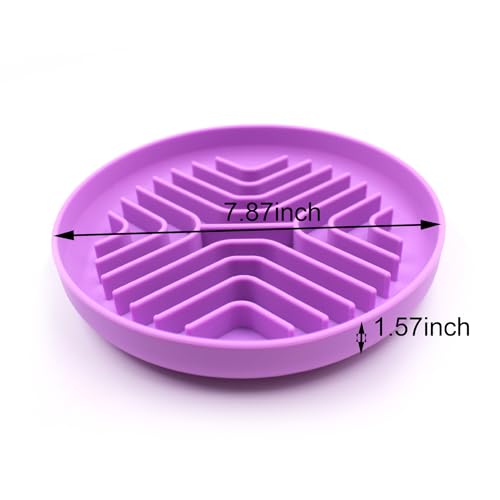 Slow Feeder Bowls for Dogs and Cats, 7.9inch Slow Down Bowl with Suction Cups, Puzzle Pet Bowls Non-Slip Design Dishwasher Microwave Safe (Purple) - color: Purple