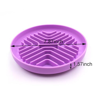 Slow Feeder Bowls for Dogs and Cats, 7.9inch Slow Down Bowl with Suction Cups, Puzzle Pet Bowls Non-Slip Design Dishwasher Microwave Safe (Purple) - color: Purple