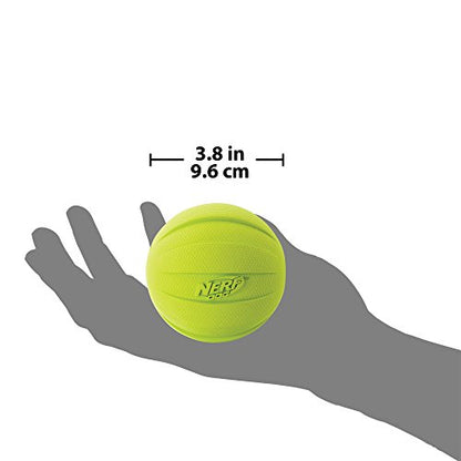 Nerf Dog Rubber Ball Dog Toy with Squeaker, Lightweight, Durable and Water Resistant, 4 Inch Diameter for Medium/Large Breeds, Single Unit, Green - color: Green, size: 1 Count (Pack of 1), style: Single