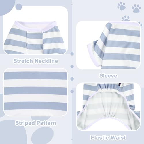 Dog Pajamas, Stretchy Puppy Jammies Onesie, Comfy Doggie Striped Pjs, Lightweight Soft Puppy Outfit, Dogs Clothes for Small Size Girl Boy(Light Blue,XS) - color: Light Blue, size: X-Small (Chest 12.2 in)