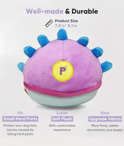 Petbobi Interactive Dog Toys Ball, USB Rechargeable Moving Dog Toy with Barking Sounds, Plush Monster Ball with Washable Cover, 4.9" Pet Toy for Small & Medium Dogs, Christmas & Birthday Gift - color: Purple