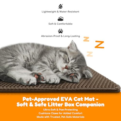 Waterproof Cat Litter Mat - New 24x16 Inch Honeycomb Double Layer Traps Litter, Waterproof & Non-Slip Floor Protector, Easy Clean, Odor-Free, Brown - color: Brown