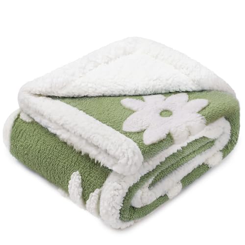 Luciphia Waterproof Pet Blanket for Medium Large Dogs Washable Fluffy Thick Jacquard Shag Fleece Warm Sherpa 3D Textured Flower Print for Cats Puppy Couch Protection (Green,40x28 inches) - color: Green, size: 40x28 inches