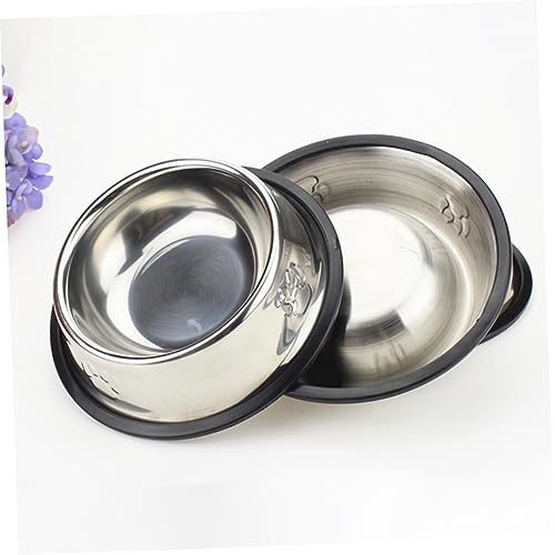 Angoily Sturdy Raised Dog Bowl Large Stainless Steel Pet Feeder Puppy Bowls Pet Supplies 18cm - color: Silver, size: 18cm