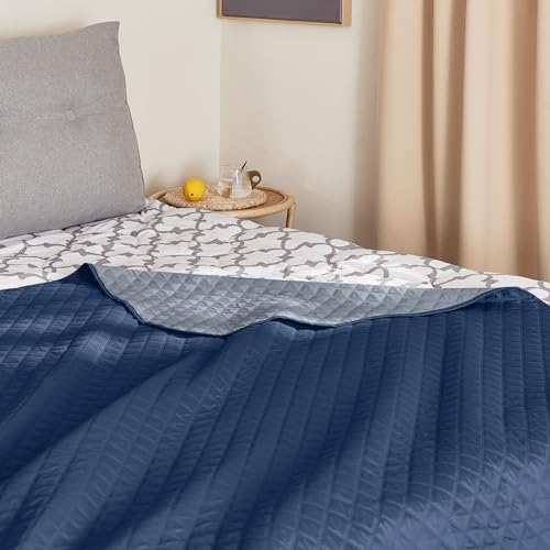 NICETOWN Reversible Waterproof Dog Blanket Quilted Sofa Cover, Water Resistant Furniture Protector, Washable Couch Cover for Kids, Dogs, Cats, Pets (82" x 102", 1 PC, Navy/Stone Blue) - color: Navy/Stone Blue, size: 102"L x 82"W x 0.15"Th