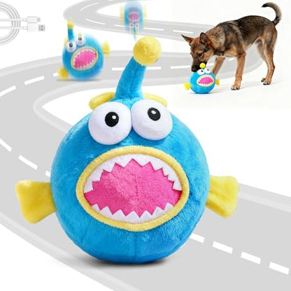 Interactive Dog Toys, Self Moving Dog Toy to Keep Them Busy, Electronic Vibrating Dogs Toy/Squeaky Bouncing Ball for Small Medium Large Dogs with Jumping Music Mode (Lanternfish) - color: Lanternfish