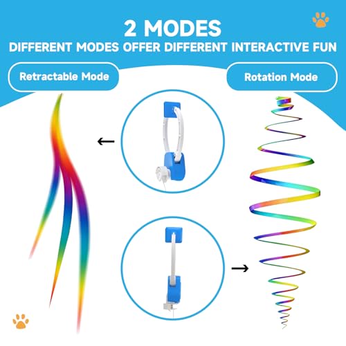 Interactive Cat Toy for Indoor Cats, 360° Auto-Rotating Door Hanging Teaser with Motion Activation, USB-C Rechargeable Quiet Self Play Cat Toy for Bored Indoor Adult Cats and Kittens