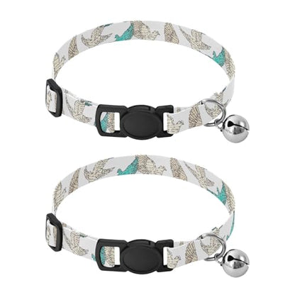 Flying Dove White Small Dog Collar 2 Pack Soft Polyester Pet Collar Adjustable Length 10.6" to 17.1" - color: Flying Dove