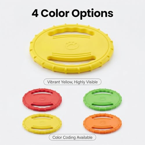 Dog Flying Disc, Durable Soft EVA Flying Ring for Aggressive Chewers, Interactive Fetch & Training Toy, Floats in Water, Safe on Teeth & Gums, Beach Pool Play (Yellow) - color: Yellow