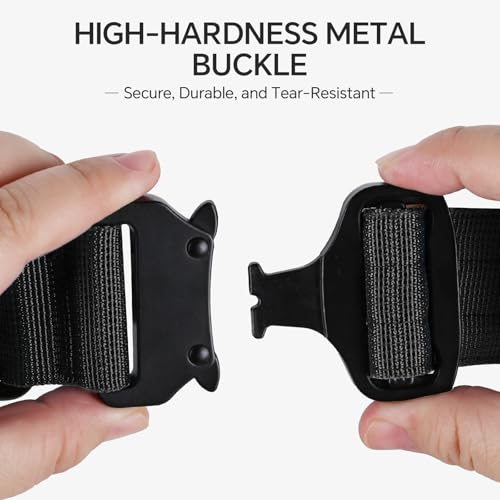 Tactical Thick Dog Collar, Adjustable Training Nylon Dog Collar, Heavy Duty Metal Buckle & Control Handle for Small Medium Large Dogs (15-21, L, Black) - color: Black, size: L