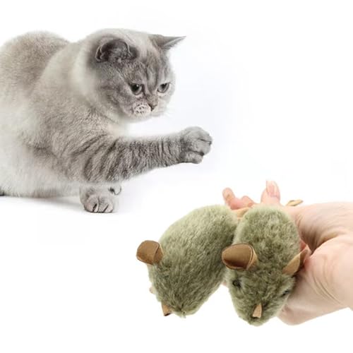 Cute Plush Cats,Plush Squeaky Plush Cats Toy Automatic Electronic Moving Mouse Kitten Toy for Indoor Play Exercises