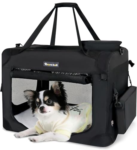Large Cat Carrier for Cats Collapsible Soft Pet XL Crate for Large/Medium Cats 15lbs+ Car Travel Portable Bag with Water Bottle Slot Ideal for Long Trips (Black, 20.0"L x 14.0"W x 14.0"H) - color: Black, size: 20.0"L x 14.0"W x 14.0"H
