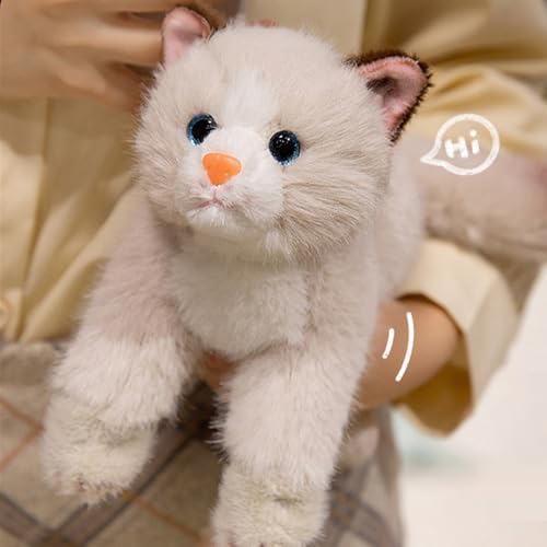 PEACH CAT Cat Stuffed Animal 15" Realistic Kitten Plushies Soft Plush Toys Gifts for Kids Grey and White - style: 15“ Grey and White Cat