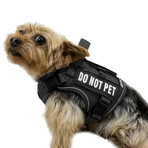Tactical Dog and Cat Harness for XS and Small Puppy, Air Pet Vest No Pull with Reflective Do Not Pet Patches, Breathable Dog Molle Vests for Training Walking Hunting Black - color: Black, size: S
