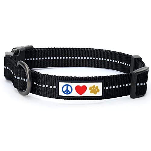 Pawtitas Recycled Dog Collar with Reflective Stitched Puppy Collar Made from Plastic Bottles Collected from Oceans Extra Small Black Sea - color: Recycled Black, size: X-Small (Pack of 1)
