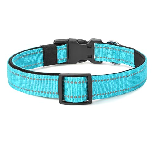Reflective Dog Collar Padded with Soft Neoprene Breathable Quick Release Basic Dog Collars for Puppy Small Dogs Sky Blue - color: Sky Blue, size: XS:width 5/8"neck 8-10.5"