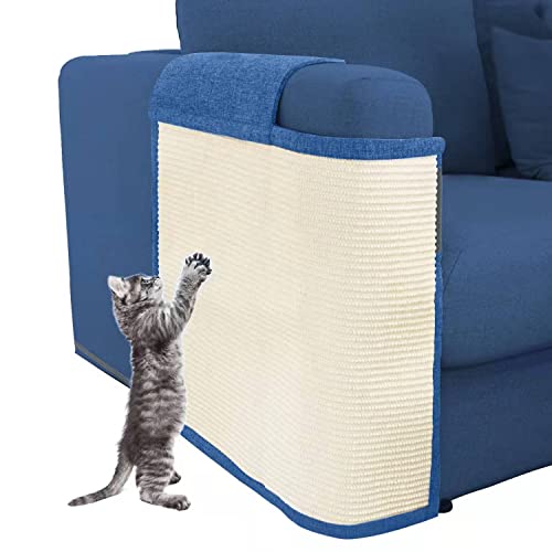 Cat Scratch Furniture Protector with Natural Sisal for Protecting Couch Sofa Chair Furniture,Couch Cat Scratch Protector 23.6" W*19.7" H (Dark Blue, Right Hand) - color: Blue