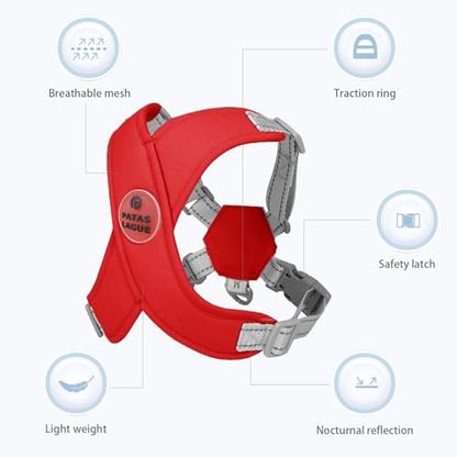 Dog Harness with Leash Set Adjustable Soft Padded Step-in Dog Vest No Choke No Pull Reflective for Small Pets with Poop Bags and Dispenser, Solid and No-chew, Red XS - color: Red, size: XS (Neck 16-19.1'' Chest 18.8-21.5'')