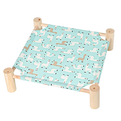 Cat and Dog Hammock Bed for Small Dogs, Brethable Wooden Cat Pet Rabbit Elevated Cooling Outdoor Bed Cots Furniture for Summer Alpaca - color: Alpaca