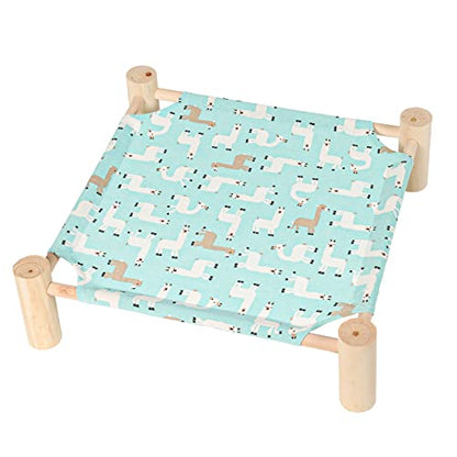 Cat and Dog Hammock Bed for Small Dogs, Brethable Wooden Cat Pet Rabbit Elevated Cooling Outdoor Bed Cots Furniture for Summer Alpaca - color: Alpaca