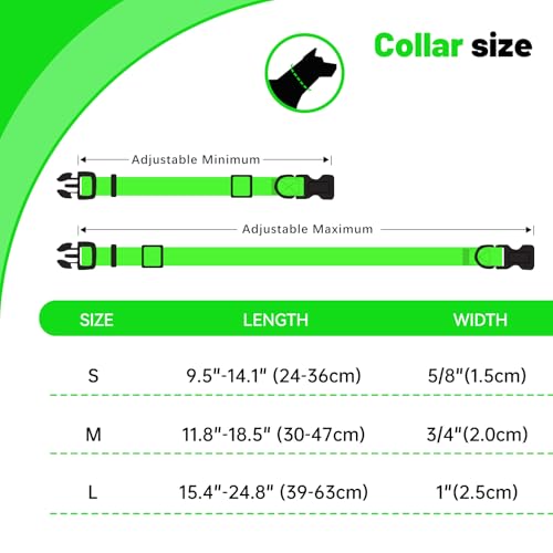 Waterproof Dog Collar, Easy to Clean Rubber Dog Collars with Quick Release Buckle Fits Small Medium or Large Dogs (Green, S (9.5-14.1 inch)) - color: Green, size: S (9.5-14.1 inch)