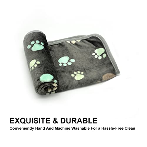1 Pack 3 Puppy Blankets Super Soft Warm Sleep Mat Grey PAW Print Blanket Fleece Pet Blanket Dog Blankets for Small Dogs Puppy Dogs Fluffy Cats,Medium(29"x20") - color: Grey-paw(pack of 3), size: Medium(29"x20")