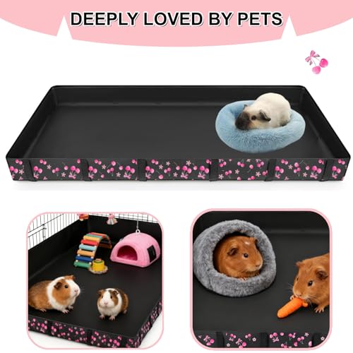 DZWLKJ Guinea Pig Cage Liner,Washable Tarp Bottom Base,Cherry Graphic,28"x70", Reusable for Rabbit, Chinchilla, Hedgehog, Ferret & Other Small Animals. - size: 28.0"L x 70.0"W x 4.0"H