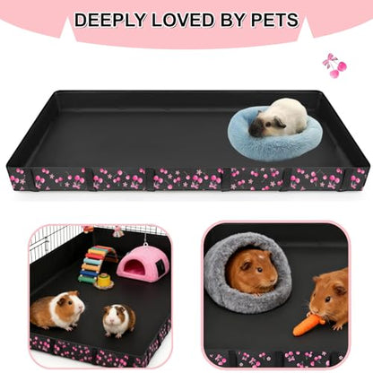 DZWLKJ Guinea Pig Cage Liner,Washable Tarp Bottom Base,Cherry Graphic,42"x56", Reusable for Rabbit, Chinchilla, Hedgehog, Ferret & Other Small Animals. - size: C&C 3x4(42x56 inches)