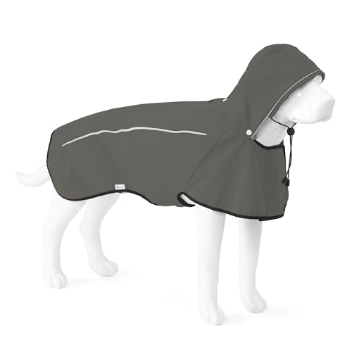 Mile High Life Dog Raincoat, Adjustable Waterproof Pet Rain Jacket, Reflective Hooded Poncho for Small Medium Large Dogs, Lightweight Breathable Pet Rain Coat (Dark Gray,L Chest 26"-33") - color: Gray, size: Large