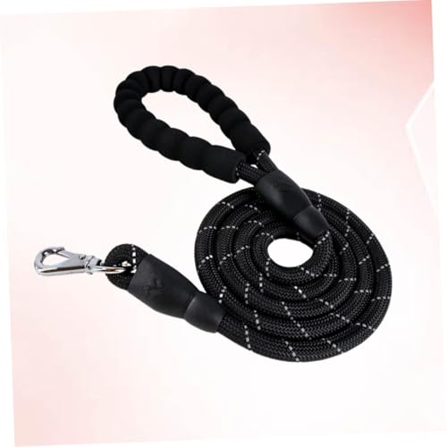 TOYANDONA Reflective Dog Leash 1.5m Black Pet Lead Haulage Cable Sturdy Rope for Walking and Training in Low Light Conditions
