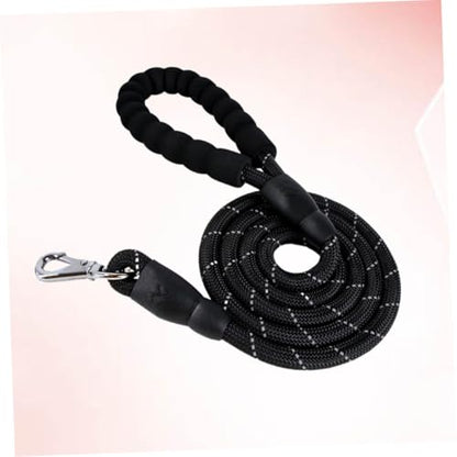 TOYANDONA Reflective Dog Leash 1.5m Black Pet Lead Haulage Cable Sturdy Rope for Walking and Training in Low Light Conditions