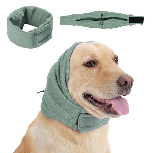 Dog Calming Hoodie, No Shake Ear Wraps for Dogs, Adjustable Dog Ear Muffs for Noise Protection, Ear Wrap Head Cover for Head Warp Anxiety Relief, Hematoma, Grooming and Force Drying - color: Celadon Green, size: M(head Circle:13.8"-18.9")