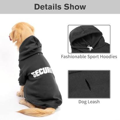 BINGPET Security Dog Hoodies Puppy Sweater Cold Weather Dog Coats Soft Brushed Fleece Pet Clothes Hooded Sweatshirt for Dog Cat - color: #1 Black(Security), size: XX-Large (All Breed Sizes)