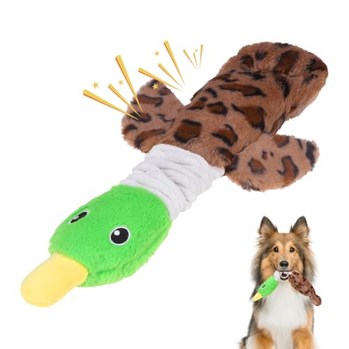 KOOLTAIL Duck Dog Toys, Tough Plush Dog Chew & Squeaky Toys with Crinkle Paper, Interactive Training & Tug of War Puppy Teething Toy for Indoor Outdoor Play, Soft Pet Toy for Small Medium Large Dogs - color: Mallard Duck