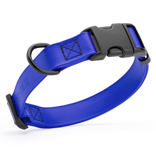 Dogline Biothane Waterproof Dog Collar with Quick Release Buckle Strong Coated Nylon Webbing with Odor- Proof for Easy Care Easy to Clean Fits Small Medium or Large Dogs, Royal Blue 1" W 15-23" L - color: Blueberry Royal, size: 1"W by 15-25"L