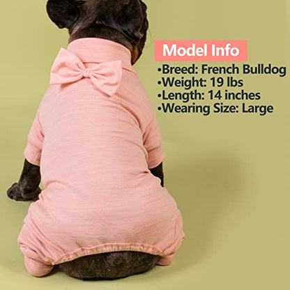 KYEESE Dog Coats Turtleneck Stretchy Pet Pjs Dog Sweater Super Soft Warm Material Dogs Pajamas with Bowtie Dog Onesie for Small Dogs Cold Weather Coat, Pink,L - color: 07# Pink, size: Large (15-22lbs)