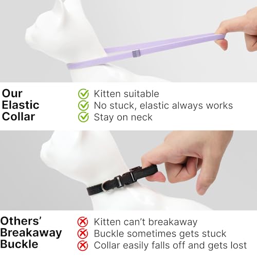 Safety Cat Collar - U.S. IDA Gold Award Design, Stretchy Elastic Quick Release Non Breakaway Cat Collar Light Weight for Kitten All Small Medium Large Cats (Burgundy, S (5.9-11.8 inch)) - color: Burgundy, size: S (5.9-11.8 inch)