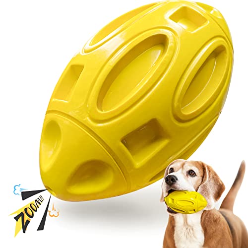 EASTBLUE Squeaky Dog Toys for Aggressive Chewers: Rubber Puppy Chew Ball with Squeaker, Almost Indestructible and Durable Pet Toy for Medium and Large Breed - color: Yellow