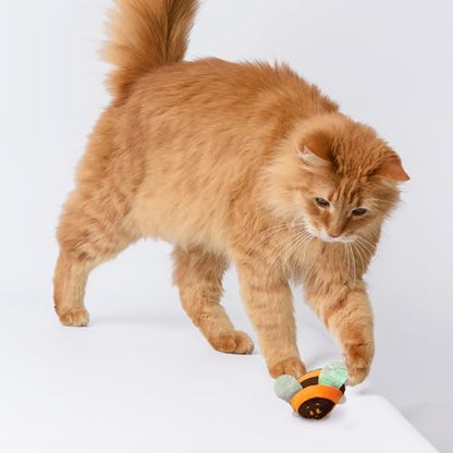 Pounce & Purr® Plush Cat Toys, Catnip & Silvervine Infused, Shiny Iridescent Accents, Interactive Play Toys for Cats & Kittens (Bee) - color: Bee