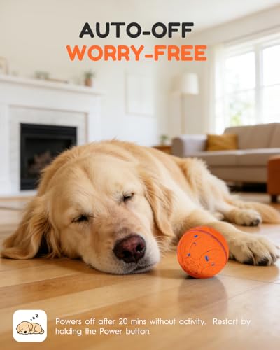 osou Smart Interactive Dog Toys, Automatic Moving Rolling Bouncing Dog Ball for Medium & Large Dog Breeds, E-TPU Durable & Waterproof, with Irregular Motion to Encourage Active Play - color: Orange